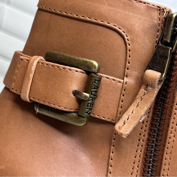 Lauren Ralph Lauren Boho Shelli Sz 9 Leather Ankle Side Zip Boots - Picture 5 of 12